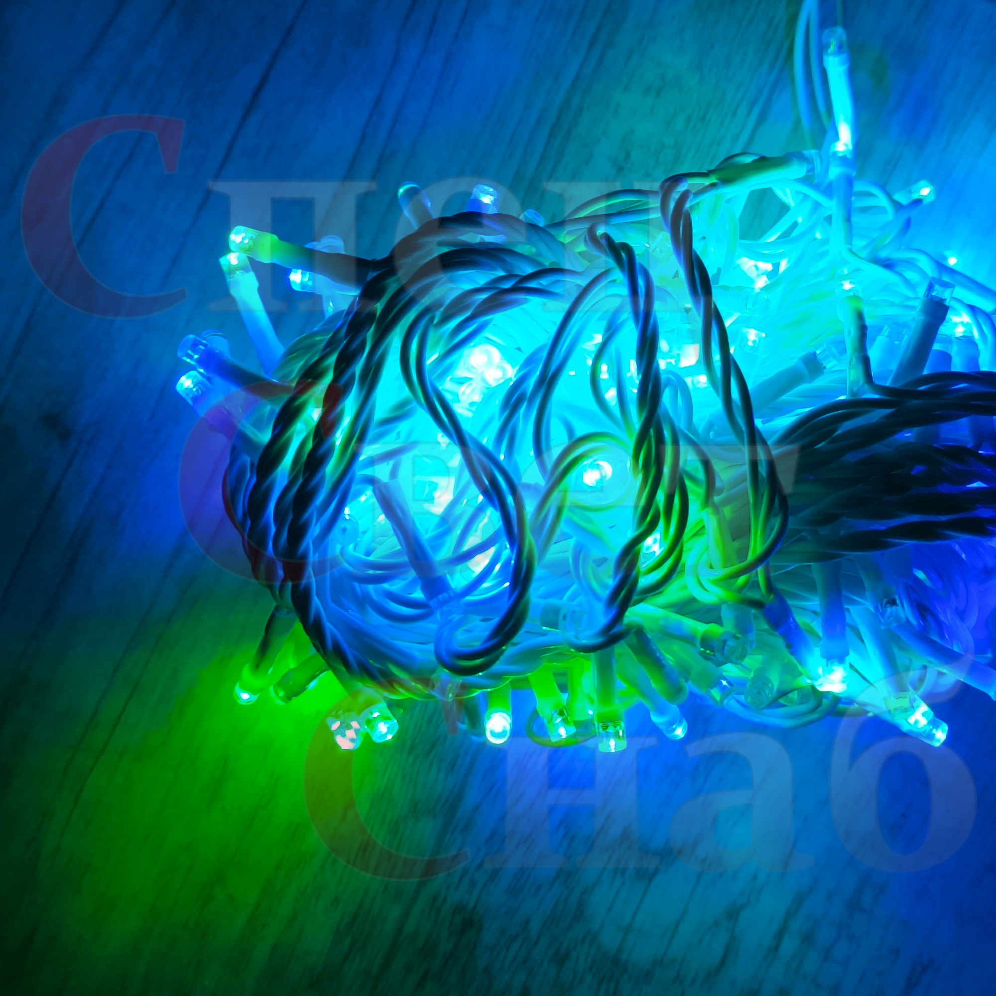 синие гирлянды